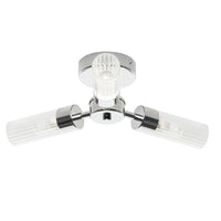Forum SPA-39650-CHR Matt Black &amp; Ribbed Glass Bathroom Vintage 3 Lamp Ceiling Light IP44 - 39cm Diameter