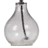 Smoked Glass Table lamp with grey velvet Shade