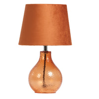 Oaks TL 7220 OR Orange Dimpled Glass Modern Table Lamp with Satsuma Orange Velvet Shade