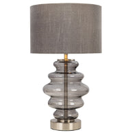 Modern Grey Glass Table Lamp with Fabric Shade