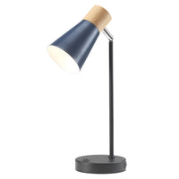 Navy & Matt Black Vintage Retro Table Desk Lamp with USB Port 50cm