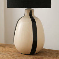 Cream Ceramic Table lamp with Black Cotton Shade