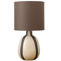 K Living LTOGAGY/TL Soft Grey and Cream Ceramic Modern Table Lamp with Soft Grey Drum Shade