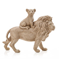 Widdop CL1016 Beige Sandstone Effect Resin Parent Lion & Baby Cub Animal Figurine Ornament