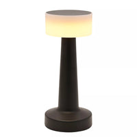 Black LED table lamp with a white shade