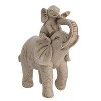 Widdop NC1211 Grey Resin Elephant and Baby Calf Animal Figurine Ornament - 18cm Diameter