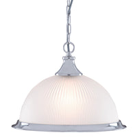 Searchlight 1044 | Satin Chrome and Ribbed Glass Indoor Pendant Light