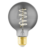 LED 4W Globe G80 E27 ES Smoked Spiral Filament Dimmable Lamp 100lm 2000k