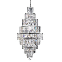 Polished Chrome & Crystal 13 Lamp Tiered Chandelier Pendant Light 60cm