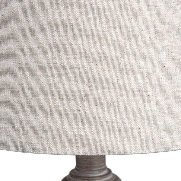Grey Washed Wood Vintage Rustic Table Lamp with Linen Fabric Shade 53c ...