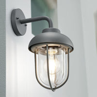 Dark Grey Vintage Down Lantern Swan Neck Wall Light