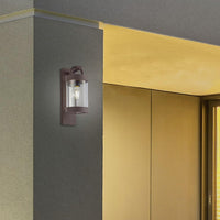 Antique Brown Rusty Vintage Down Lantern Photocell Wall Light