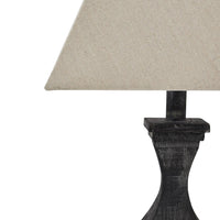 Dark Grey White Wash Wood Table Desk Lamp