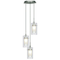 Searchlight 2300-3 | Polished Chrome and Clear Frosted Glass Indoor Pendant Light