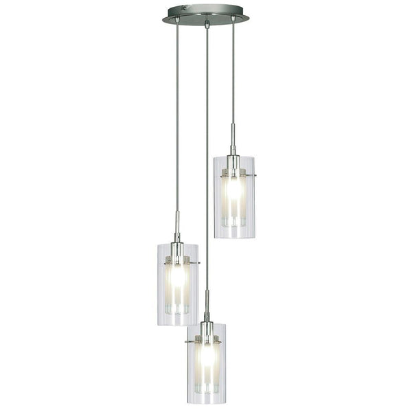Searchlight 23003 Duo Chrome 3 Lamp Cluster Pendant & Frosted Glass