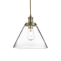 Searchlight 3228AB | Antique Brass and Clear Glass Indoor Pendant Light