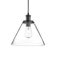 Searchlight 3228BK | Matt Black and Clear Glass Indoor Pendant Light