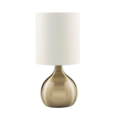 Searchlight 3923AB Antique Brass Touch Table Lamp White Shade