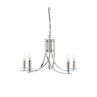 Searchlight 4165-5SS | Satin Chrome and Clear Glass Indoor Pendant Light
