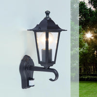 Black Outdoor Traditional Up Coach Lantern with PIR