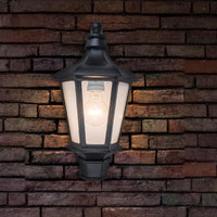 Lutec Black Outdoor Traditional Flush Coach Half Lantern