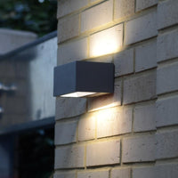 LED Anthracite Outdoor Rectangular Up & Down Wall Light 14cm
