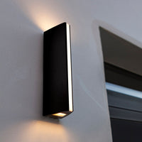 LED Matt Black Outdoor Triangular Up & Down Wall Light