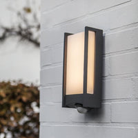 Anthracite Outdoor Modern Rectangular Wall Light with PIR