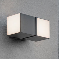 LED Anthracite Outdoor Cuboid Multi Directional 2 Lamp Wall Light