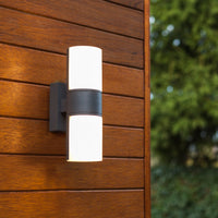 LED Anthracite Outdoor Modern Cylinder Rotational Up & Down Wall Light