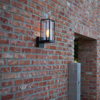 Lutec Matt Black Outdoor Vintage Rectangular Wall Light