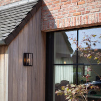 Lutec Matt Black Outdoor Vintage Rectangular Wall Light Flush