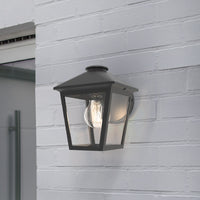 Matt Black Vintage Tapered Square Cube Outdoor Wall Light