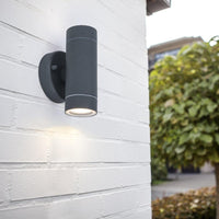 Lutec Black Outdoor Modern Cylinder Up & Down Wall Light