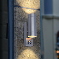 Stainless Steel Outdoor Cylinder Up Down Wall Light PIR