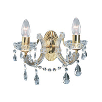 Searchlight 699-2 | Polished Brass and Crystal Indoor Wall Light