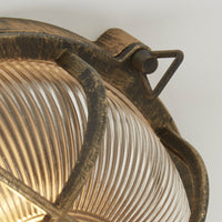 Black Gold Round Caged Outdoor Wall Light Outdoor 1 Lamp