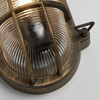 Black Gold Oval Caged Outdoor Wall Light Outdoor 1 Lamp