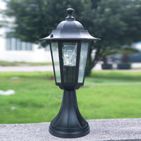 Black Outdoor Vintage Lantern Pedestal Post Light