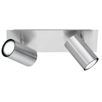 Satin Nickel Modern 2 Lamp Square Plate Bar Cylindrical Head Spot Light