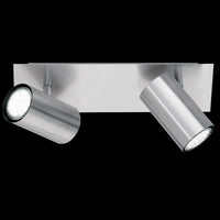 Matt Chrome Modern Twin Square Plate Bar Round Head Spotlight