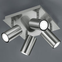 Matt Chrome Modern Quad Square Plate Round Head Spotlight
