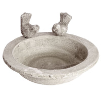 Grey Stone Textured Bird Bath Ornamental Garden Feature 24cm