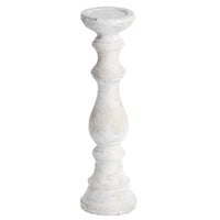 White Wash Stone Textured Vintage Column Candle Holder 40cm