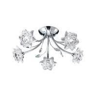 Searchlight 9285-5CC | Polished Chrome and Glass Flowers Indoor Semi Flush Light