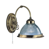 Searchlight 9341-1 | Antique Brass and Ribbed Glass Indoor Wall Light