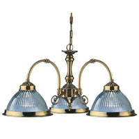 Searchlight 9343-3 | Antique Brass and Ribbed Glass Indoor Pendant Light