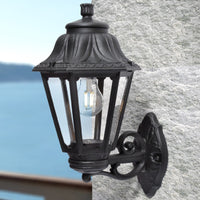 Black Outdoor Coastal Coach Lantern Wall Light