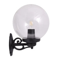 Black Outdoor Coastal Clear Globe Lantern Wall Light 25cm