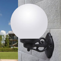 Black Outdoor Coastal Opal Globe Lantern Wall Light 25cm